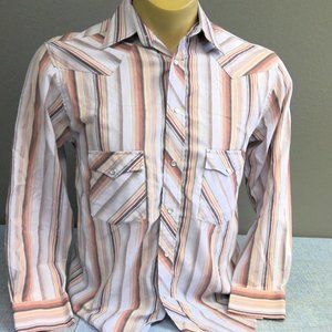 Trailblazer Western Pearl Snap Long Sleeve Shirt Striped Men's Medium